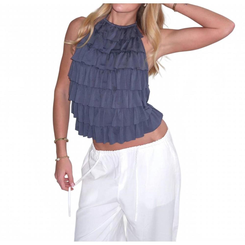 NEW LOUCIA cascade halter top in slate